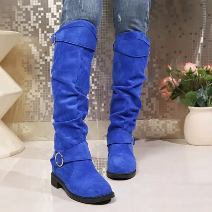 NEW ARRIVAL 50% OFF - Slim-fitting Chunky-heeled Suede Knight Boots