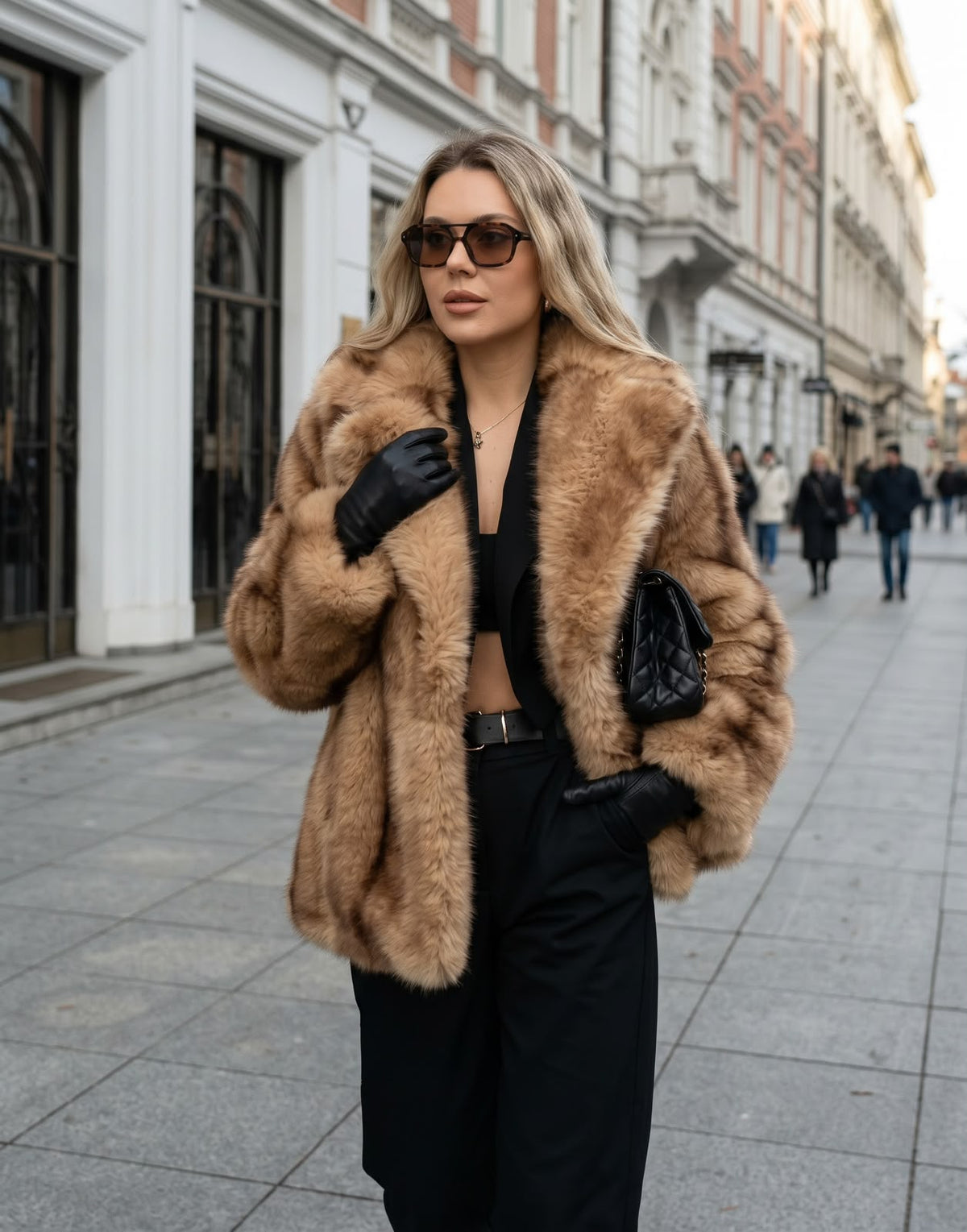 🔥Last Day 50% OFF - Henna Women's Belted Faux Fur Coat